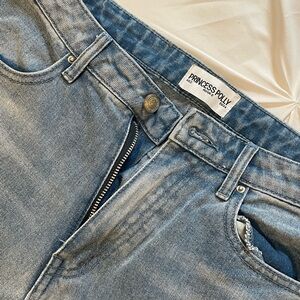 Princess Polly: Naylor Mid Rise Wide Leg Jeans Light Blue Wash